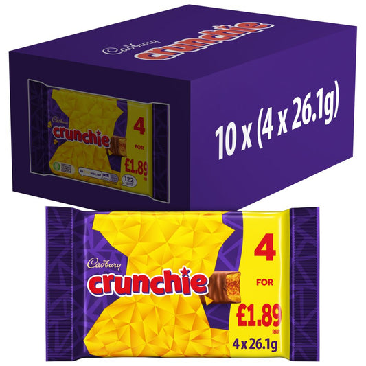 Cadbury Crunchie Chocolate Bar 4 Pack Multipack £1.89 PMP 104.4g – 10 x 4pk