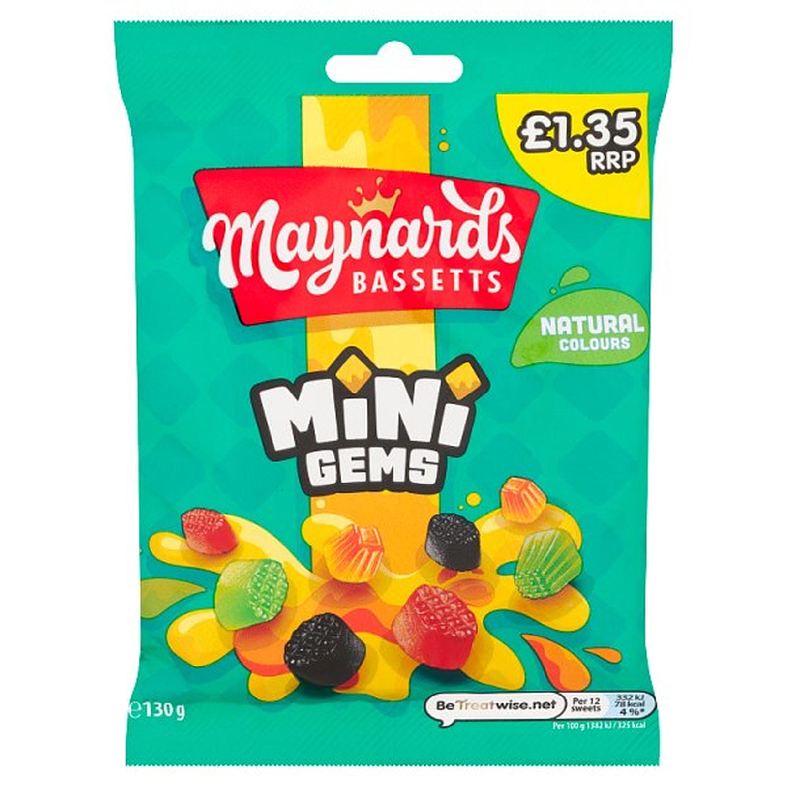 Maynards Bassetts Mini Gems Sweets Sharing Bag £1.35 PMP 130g