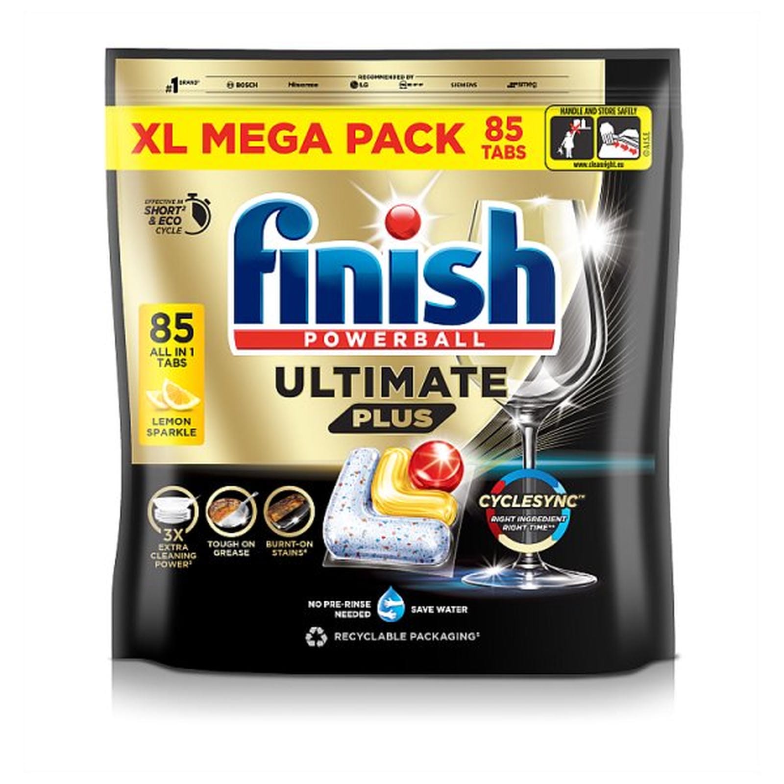 Finish Ultimate Plus All In One Lemon Dishwasher Tablets Lemon - 85 Tabs