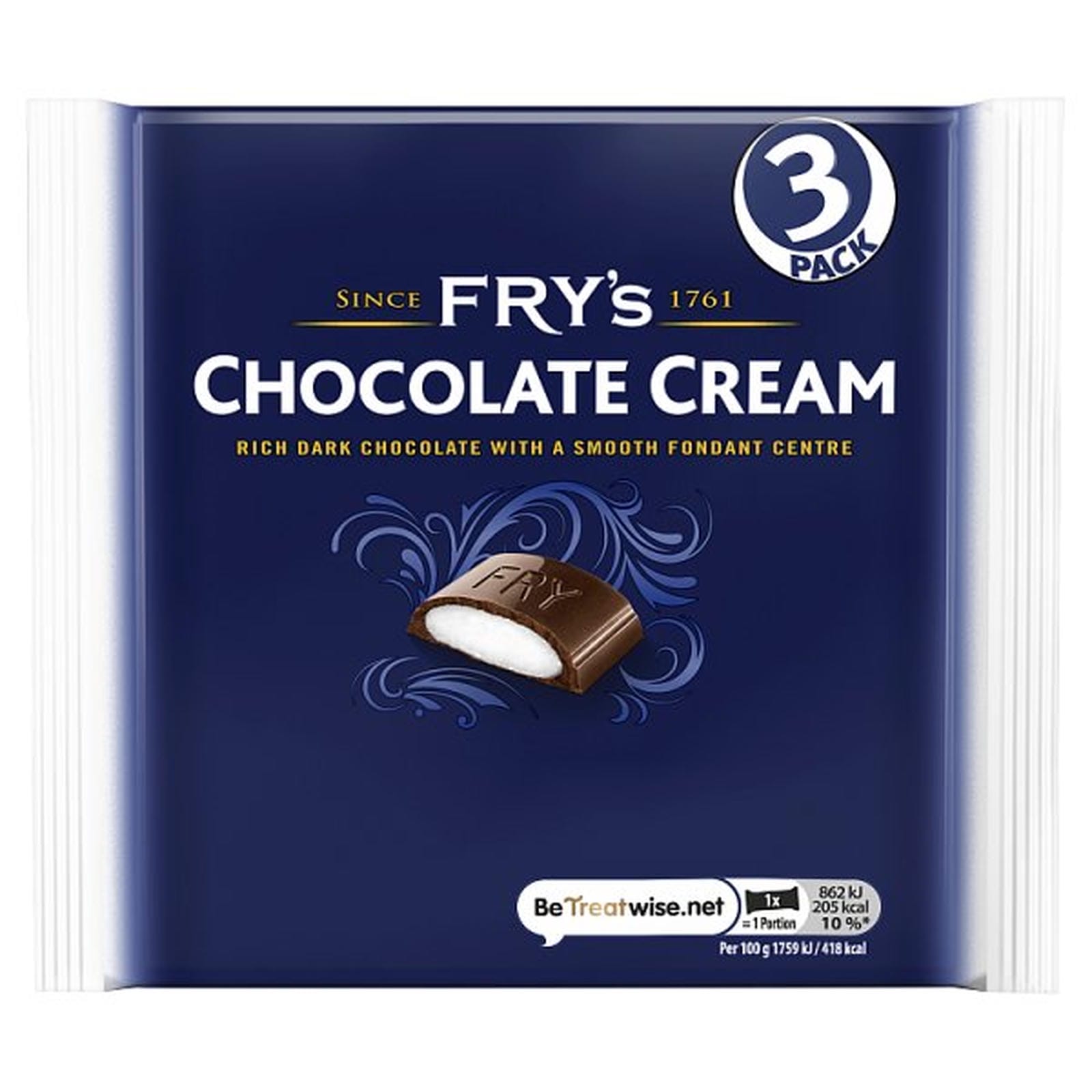 Fry's Chocolate Cream Chocolate Bar 3 Pack Multipack 147g (3 x 49g)
