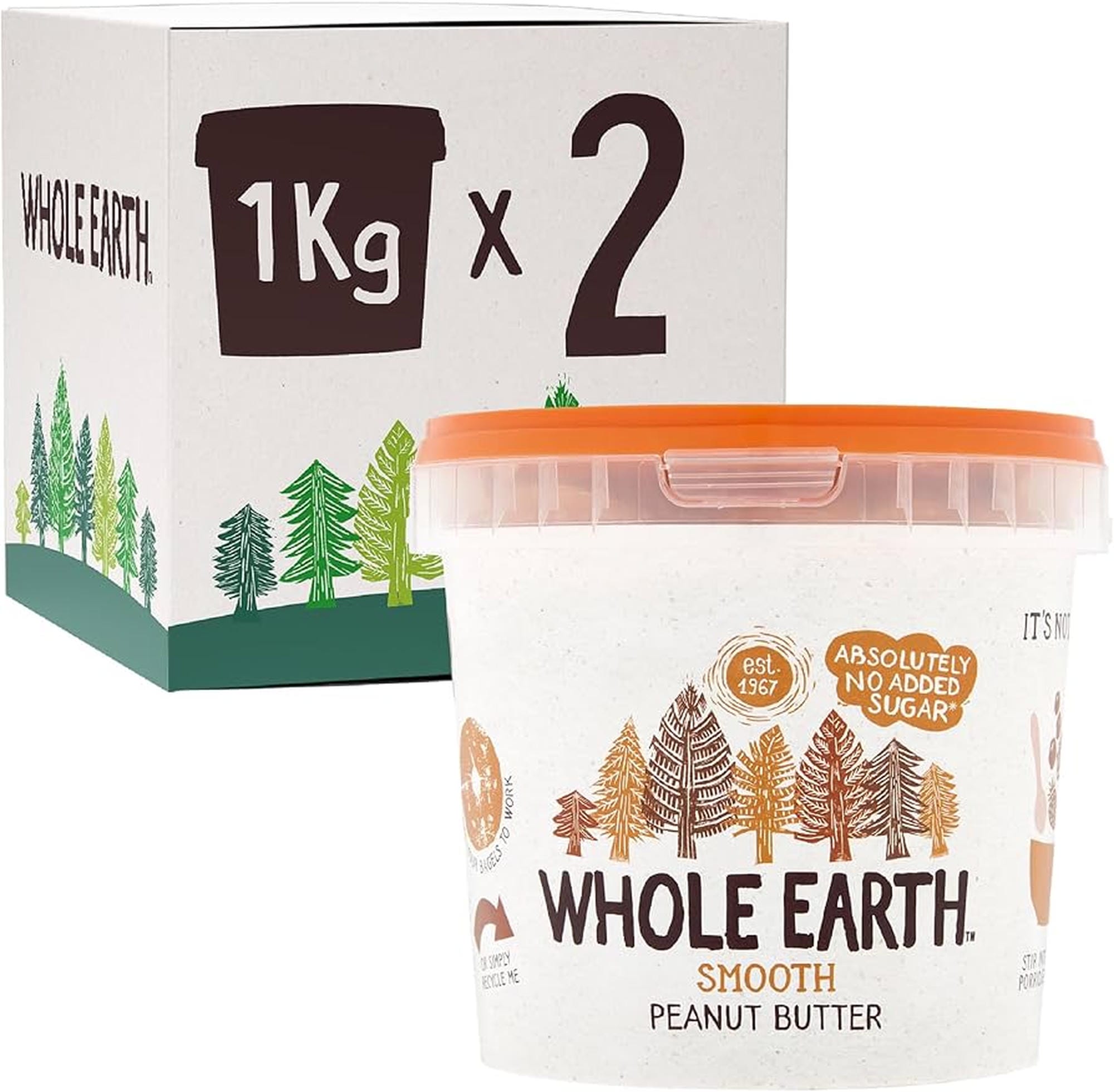 Whole Earth Peanut Butter Smooth 1kg 2 x 1kg Foodservice Multi Pack UK Catering Size