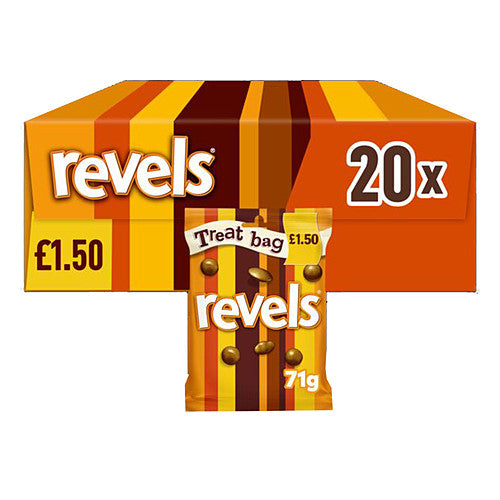 Revels Milk Chocolate with Raisins, Coffee or Orange Treat Bag £1.50 PMP 71g – 20 x 71g