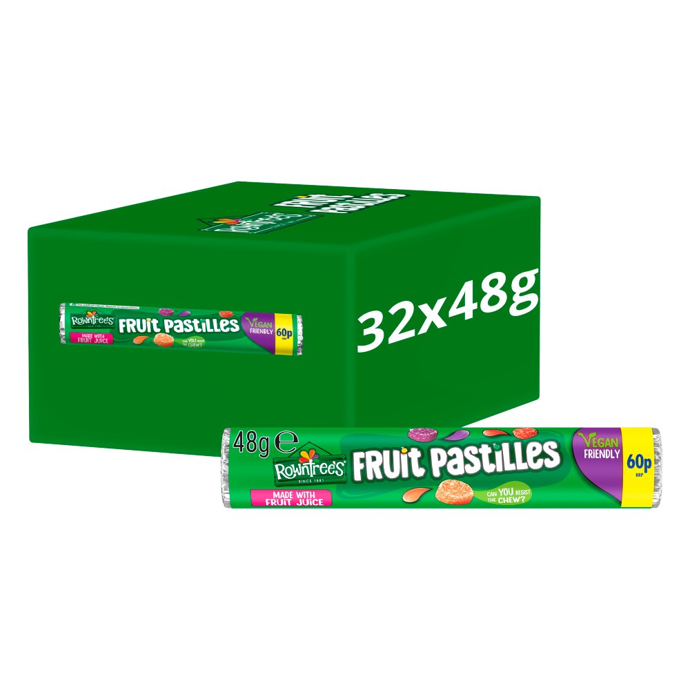 Rowntree's Fruit Pastilles Sweets Tube 48g PMP 60p – 32 x 48g
