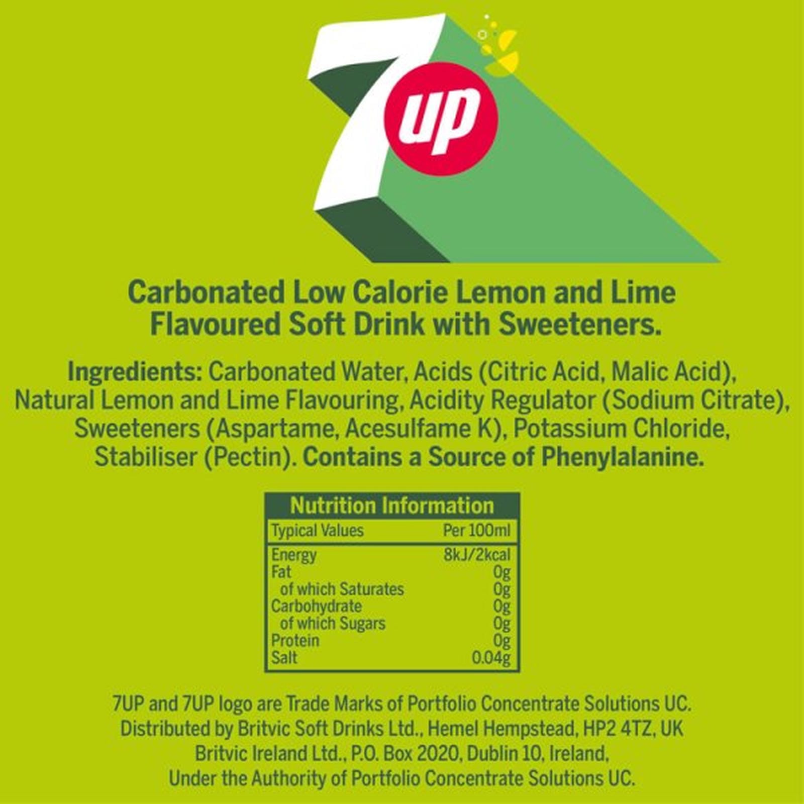 7UP Zero Sugar Free Lemon & Lime Can PMP 330ml