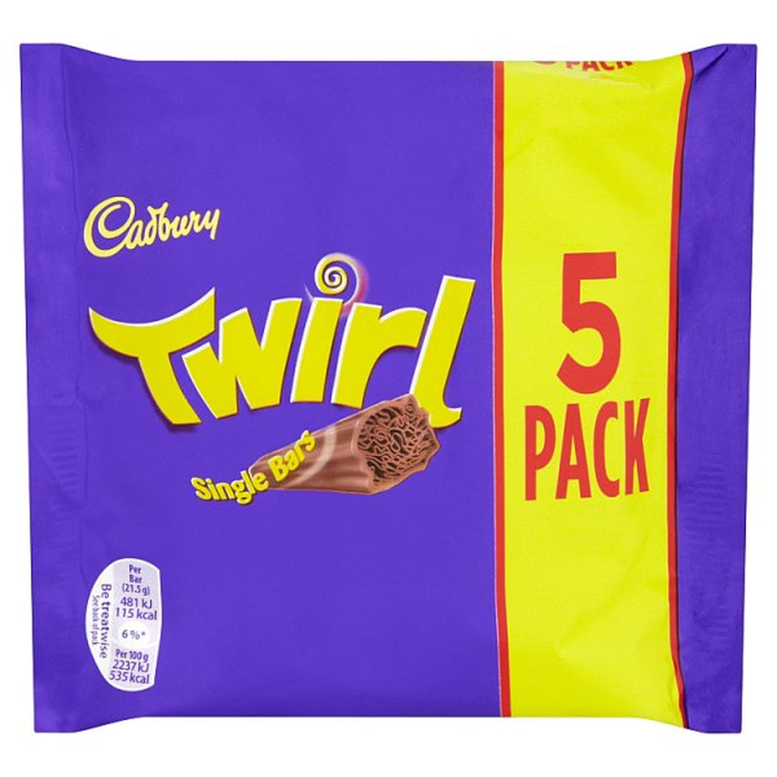 Cadbury Twirl Milk Chocolate 5 Pack Multipack 107.5 g