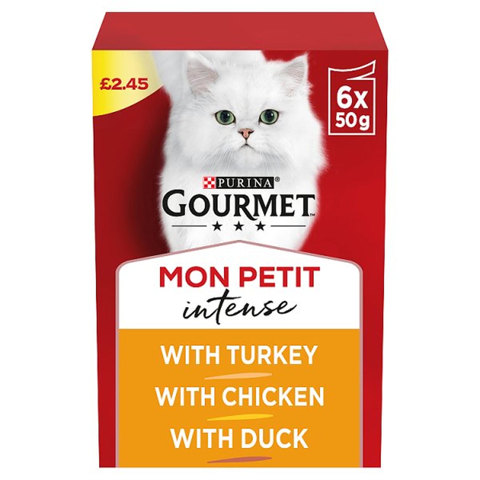 GOURMET Mon Petit Meaty Variety Duck, Chicken, Turkey Wet Cat Food 6x50g PMP