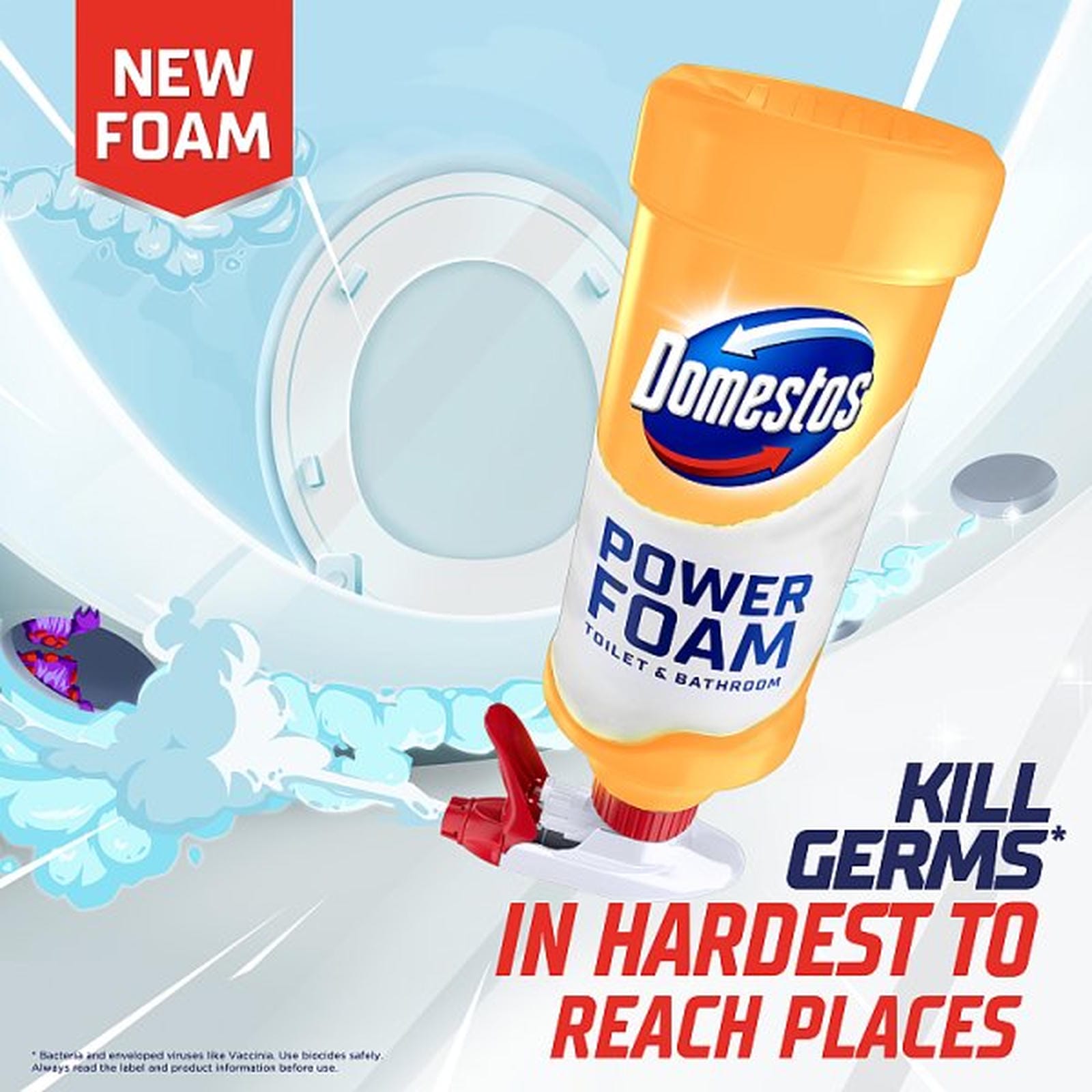Domestos Toilet & Bathroom Cleaner Spray Power Foam Citrus Blast 450 ml