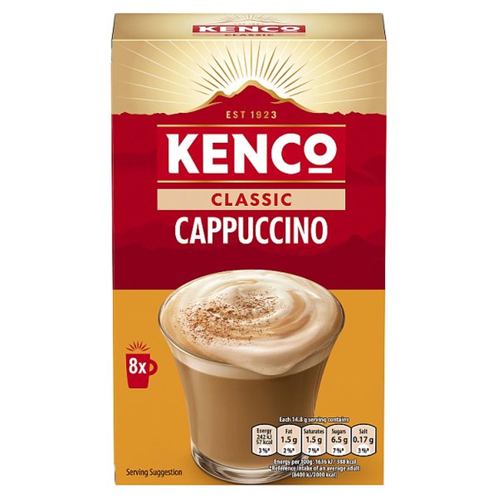 Kenco Cappuccino Instant Coffee Sachets x8