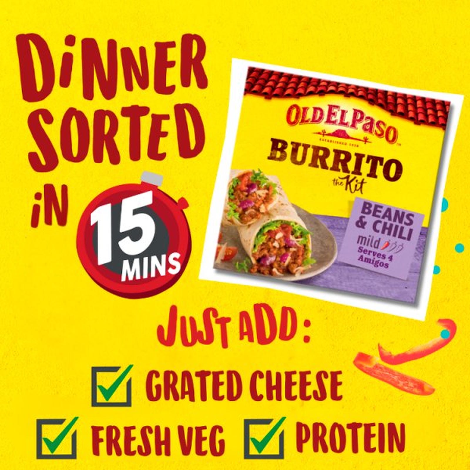 Old El Paso Burrito Kit Bean & Chilli Mild 620g