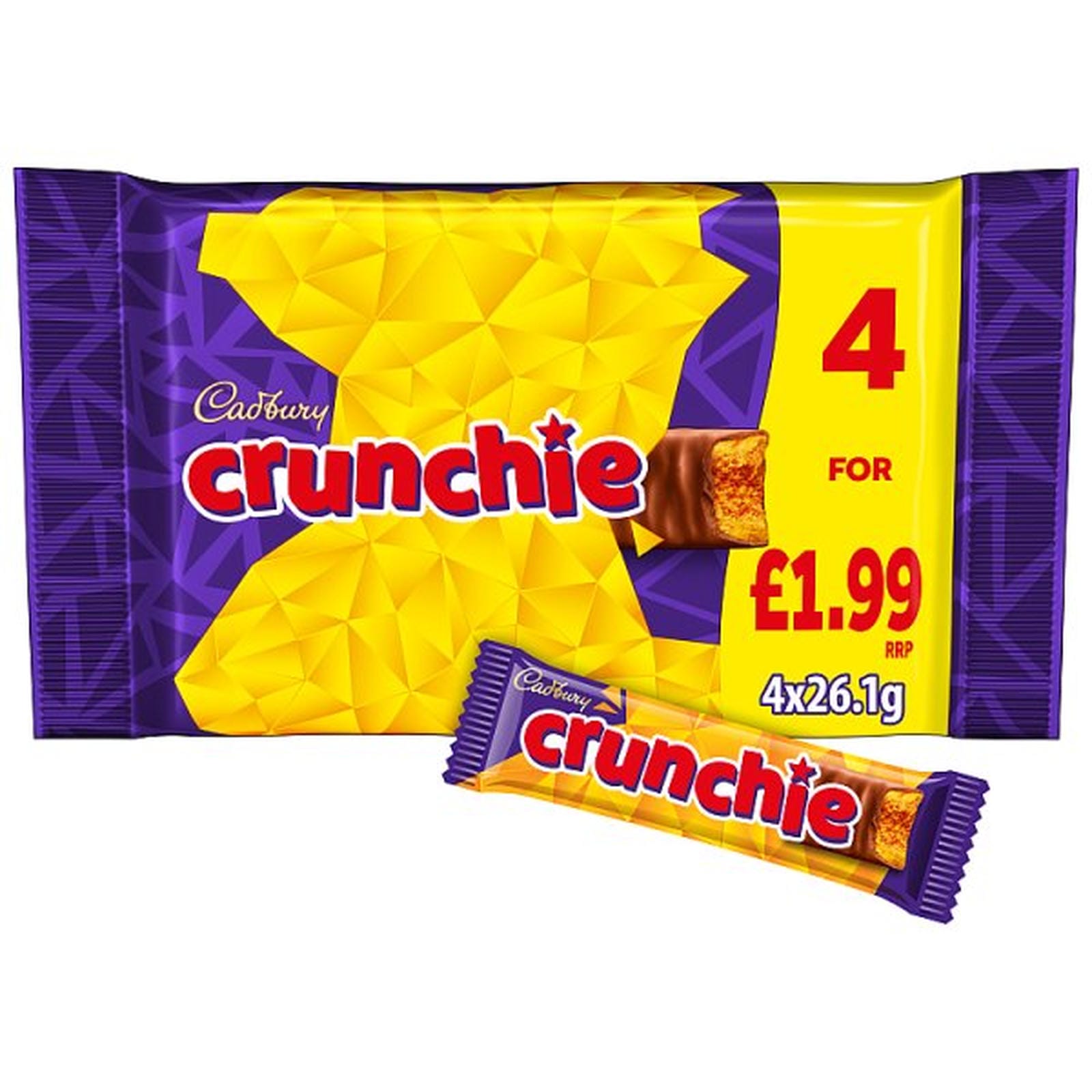 Cadbury Crunchie Chocolate Bar 4 Pack Multipack £1.99 PMP 104.4g