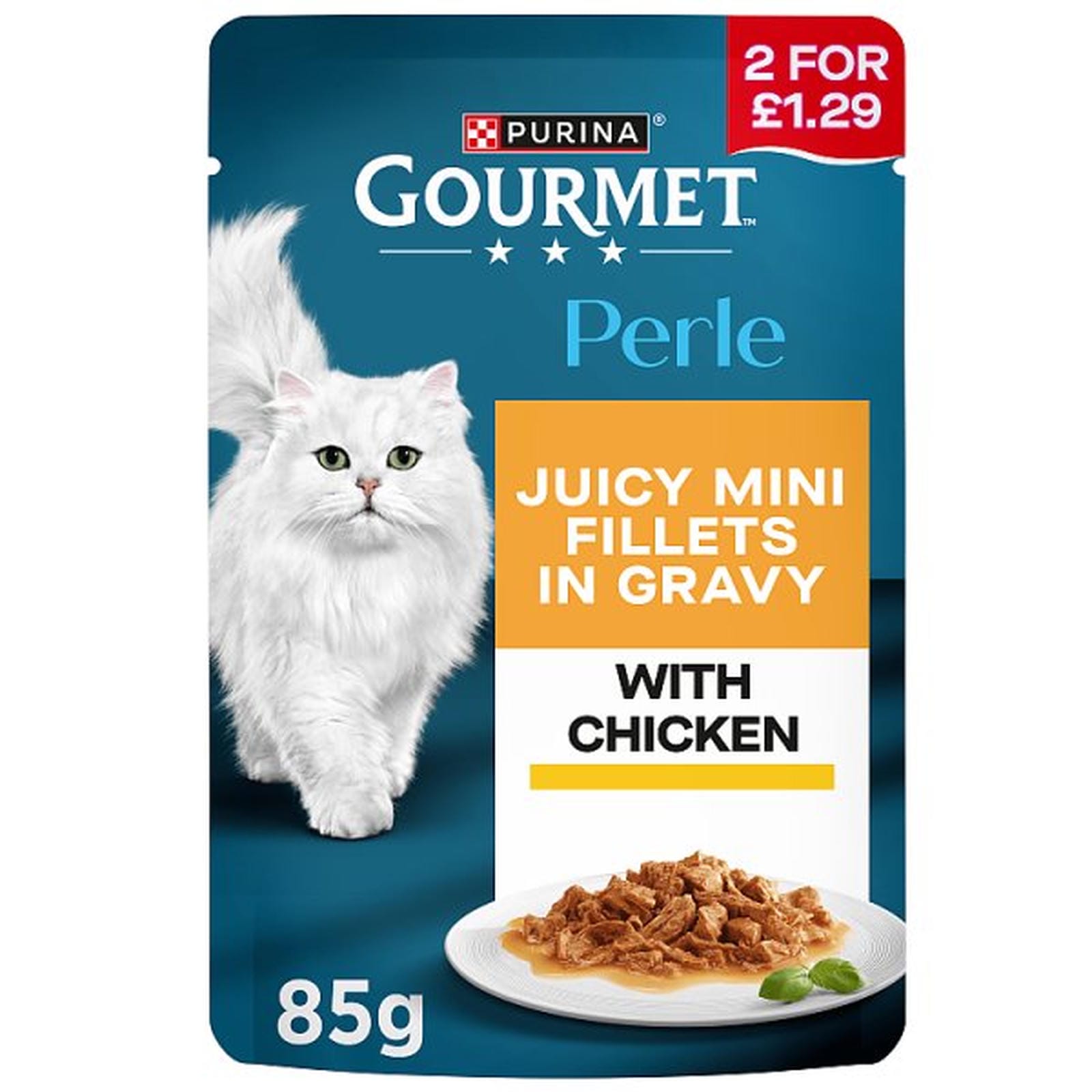 GOURMET Perle Mini Fillets in Gravy with Chicken Wet Cat Food 85g