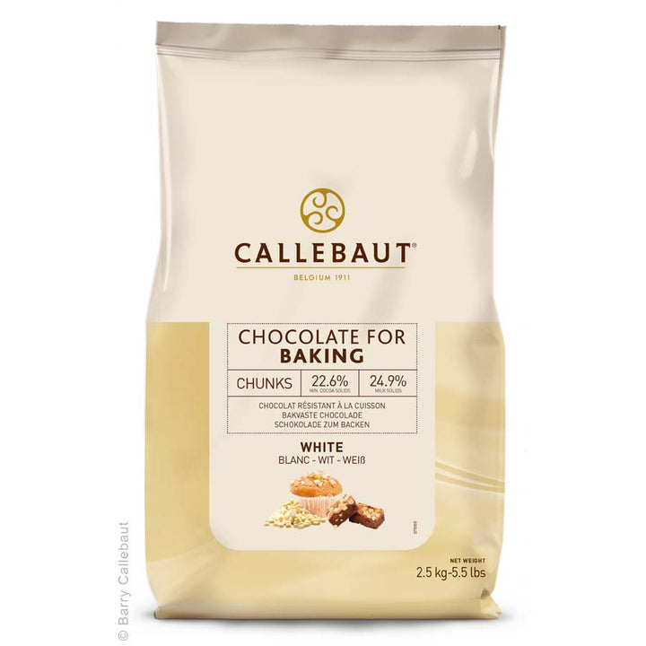 Callebaut White Chocolate For Baking Chunks 2.5kg Professional Kitchen Use 1 X 2.5kg