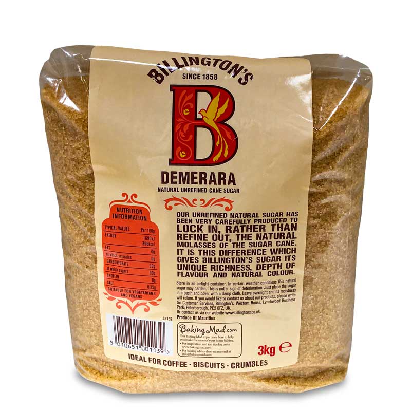 Billington's Demerara Cane Sugar Natural Unrefined For Baking And Cooking 3kg Multi Pack 4 x 3kg