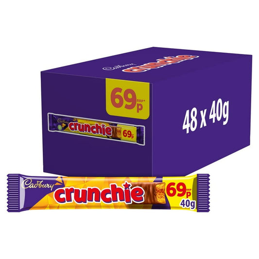 Cadbury Crunchie Chocolate Bar, 40g – 48 x 40g