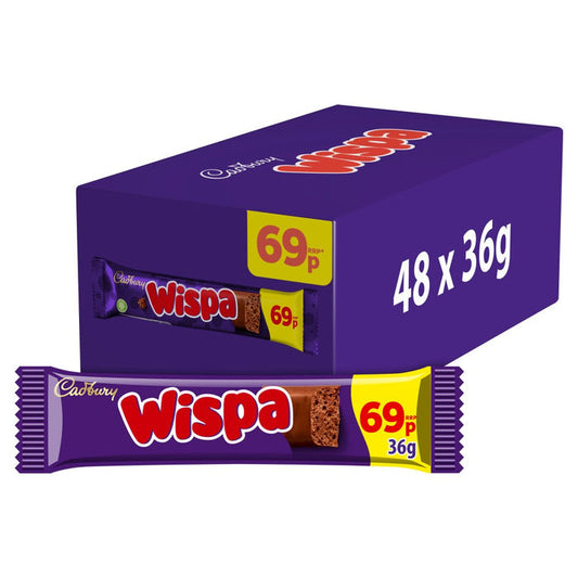 Cadbury Wispa Chocolate Bar 36g – 48 x 36g