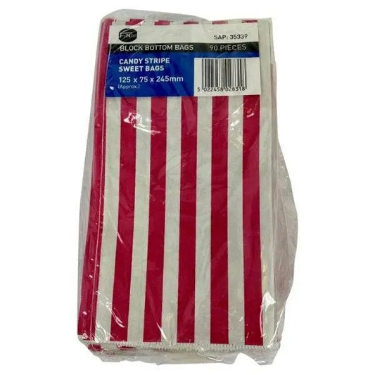 Candy Striped Sweet Bags – 10 x 90s