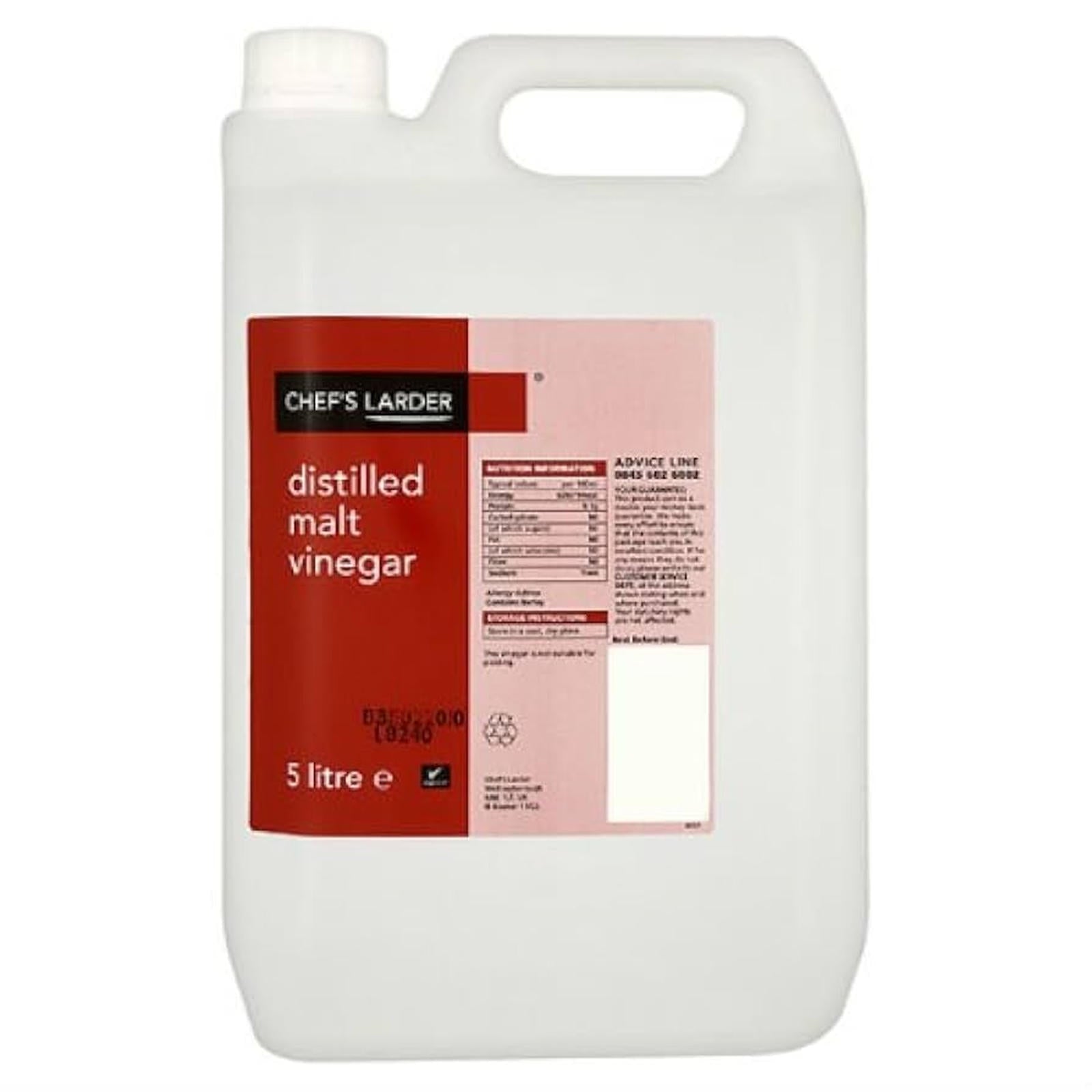 Chef's Larder Distilled Malt Vinegar Suitable For Kitchens And Foodservice 5 Litre 1 X 5 Litre