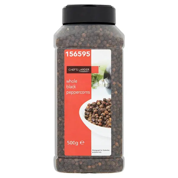 Chef's Larder Peppercorns Whole Black 500g Multi Pack 6 x 500g Suitable For Kitchens And Foodservice
