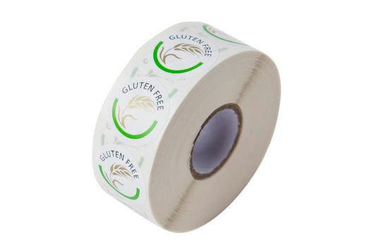 25mm Circular adhesive GLUTEN-FREE Label – 30 x 500s