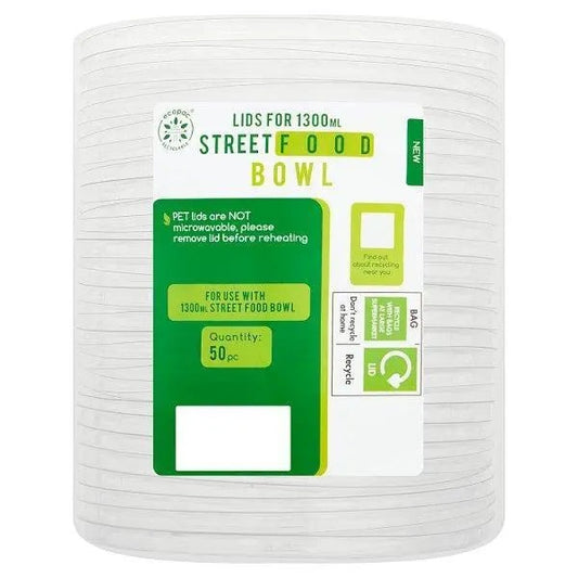 Ecopac 50 Lids for 1300ml Street Food Bowl – 1 x 50s