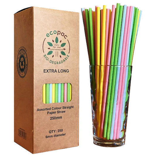 Ecopac Bio-Degradable 200 Green/White Smoothie Paper Straw – 1 x 200s