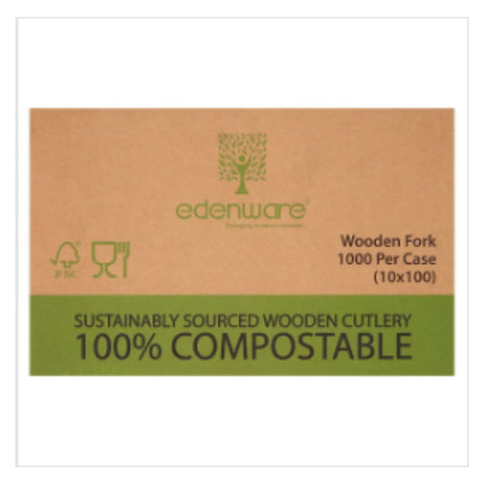 Edenware 1000 Wooden Fork – 10 x 100pk