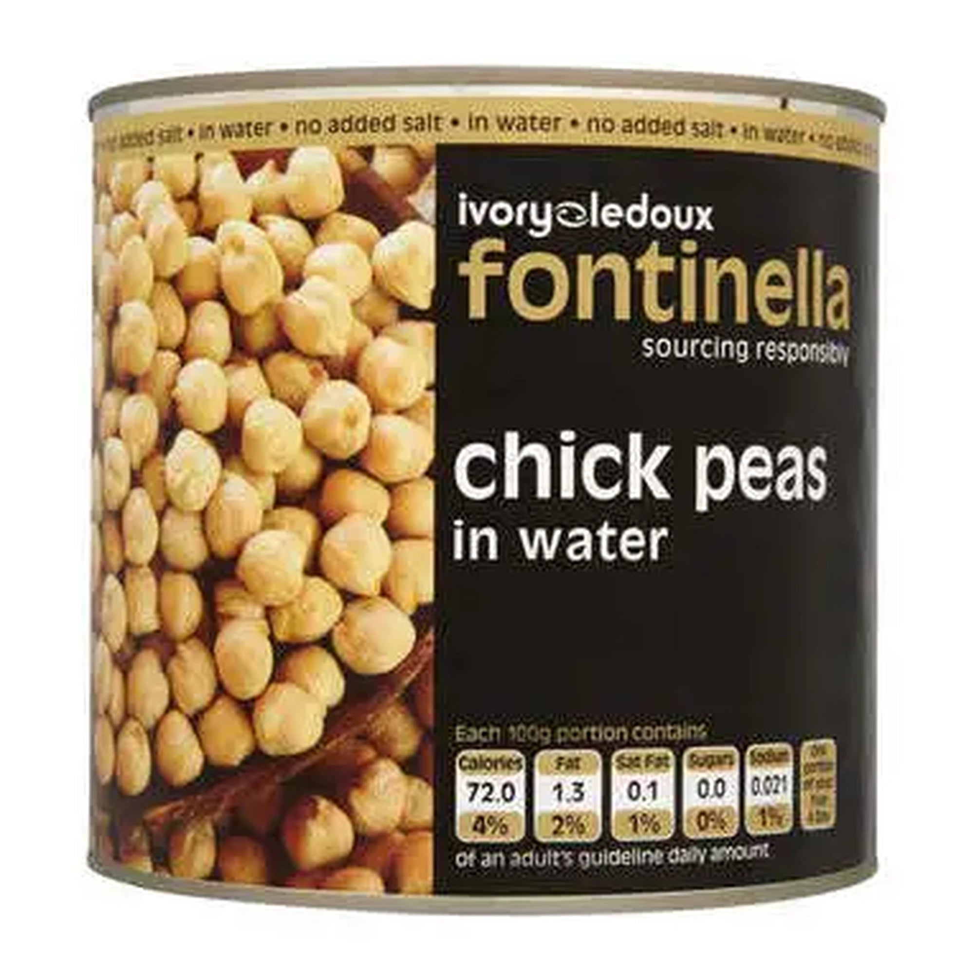 Fontinella Chick Peas In Salted Water 2.5kg 1 x 2.55kg Cooking And Baking Ingredient