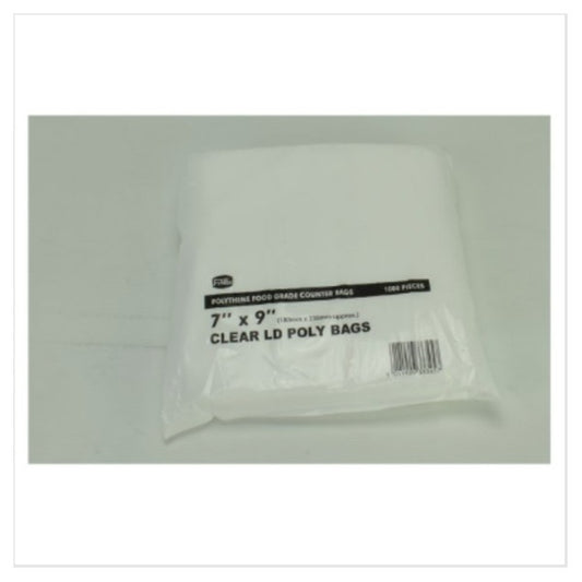 FyNite 1000 Clear Polythene Food Grade Counter Bags 7" x 9" – 10 x 1000pk