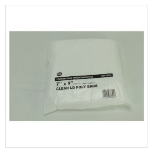 FyNite 1000 Clear Polythene Food Grade Counter Bags 7" x 9" – 1 x 1000pk