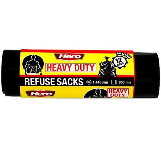 Hero Heavy Duty Refuse Sacks XL 12 Bags – 4 x 12pk