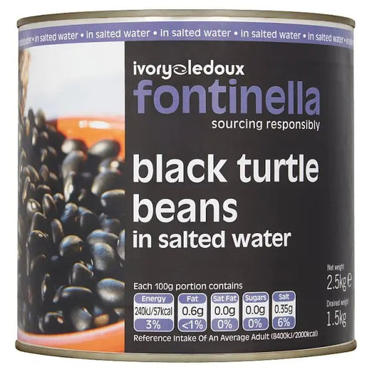 Ivorys Ledoux Fontinella Black Turtle Beans in Salted Water 2.5kg – 6 x 2.5kg