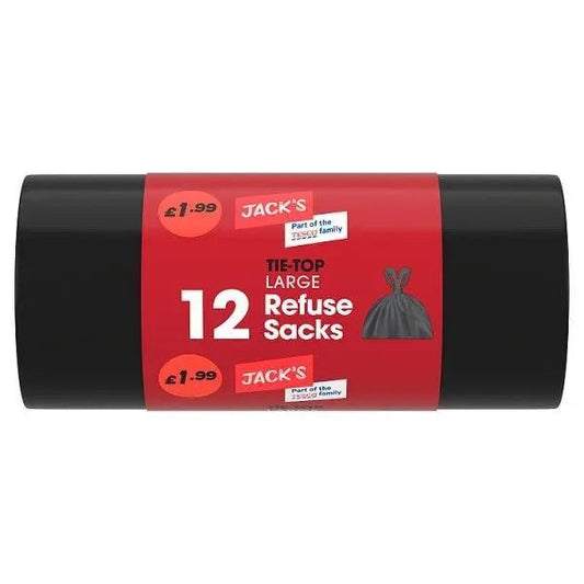 Jack's 12 Tie-Top Refuse Sacks Large – 30 x 12pk