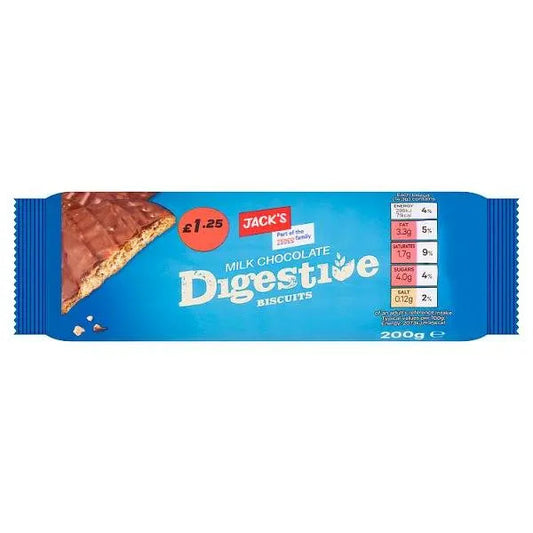 Jack's Milk Chocolate Digestive Biscuits 200g – 12 x 200g