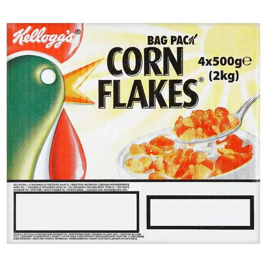 Kellogg's Corn Flakes Cereal Bag Pack 4 x 500g (2kg) – 1 x 4x500g
