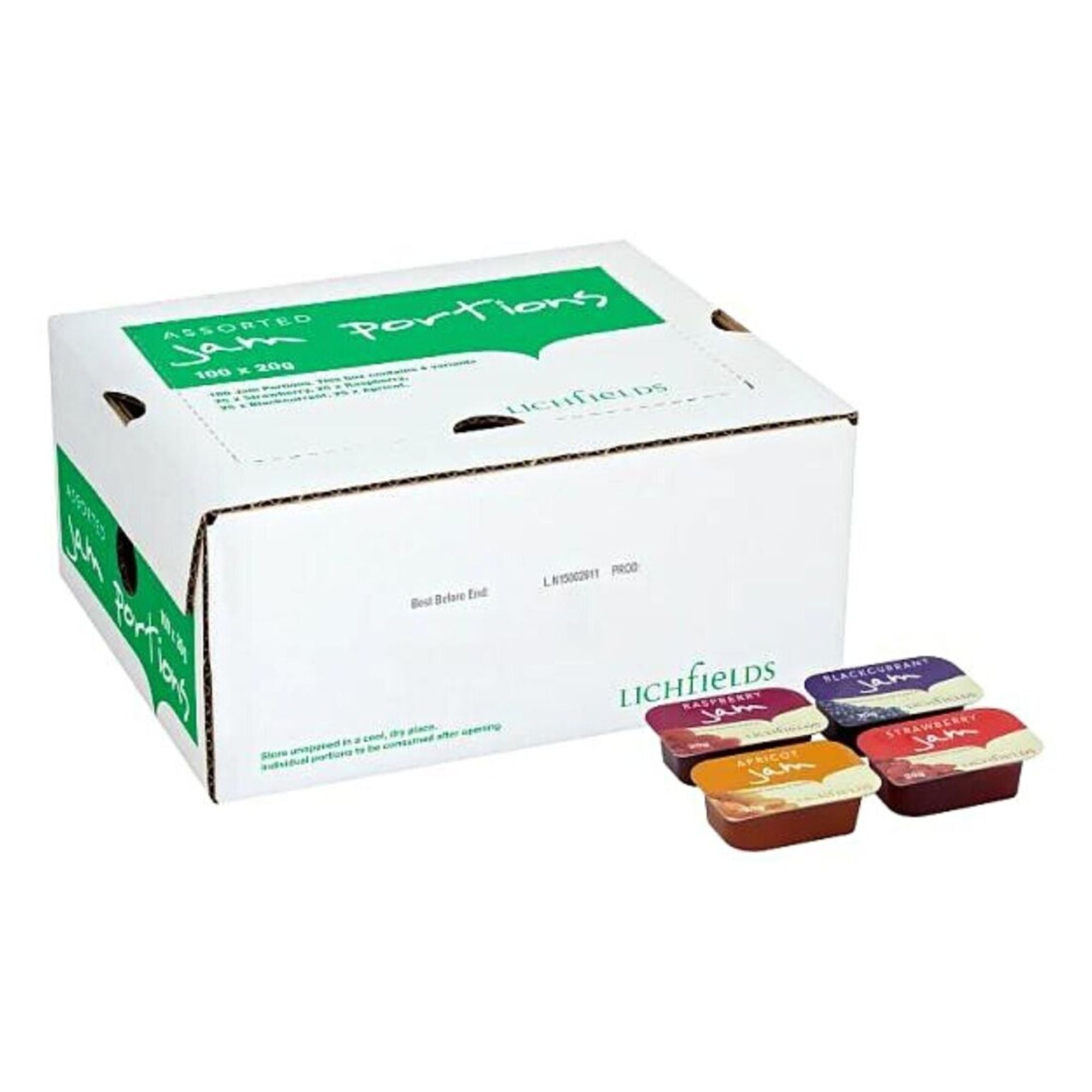 Lichfields Jam Portions Assorted 100 x 20g Catering Size Foodservice Multi Pack Case