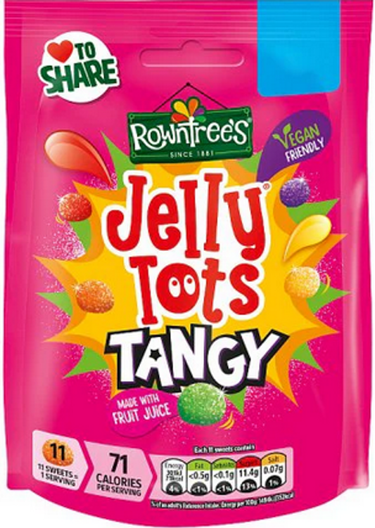 Rowntree's Jelly Tots Tangy Sweets Sharing Bag 140g – 10 x 140g