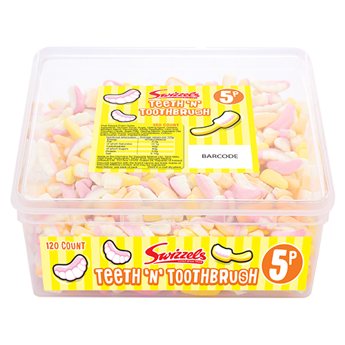 Swizzels Teeth 'n' Toothbrush 120ct Sweet Tub – 1 x 120pk