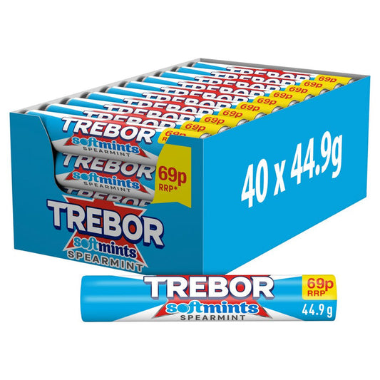 Trebor Softmints Spearmint Mints Roll 69p PMP 44.9g – 40 x 44.9g