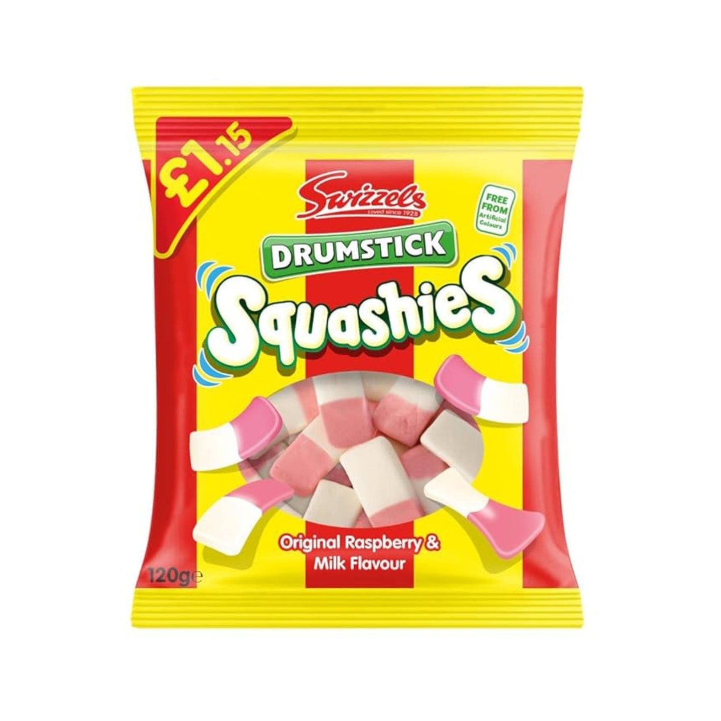 Swizzels Squashies Original Raspberry & Milk 120g PMP – 12 x 120g