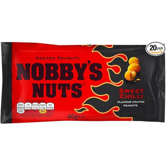 Nobby's Nuts Sweet Chilli Coated Peanuts Pub Card 20x40g – 20 x 40g
