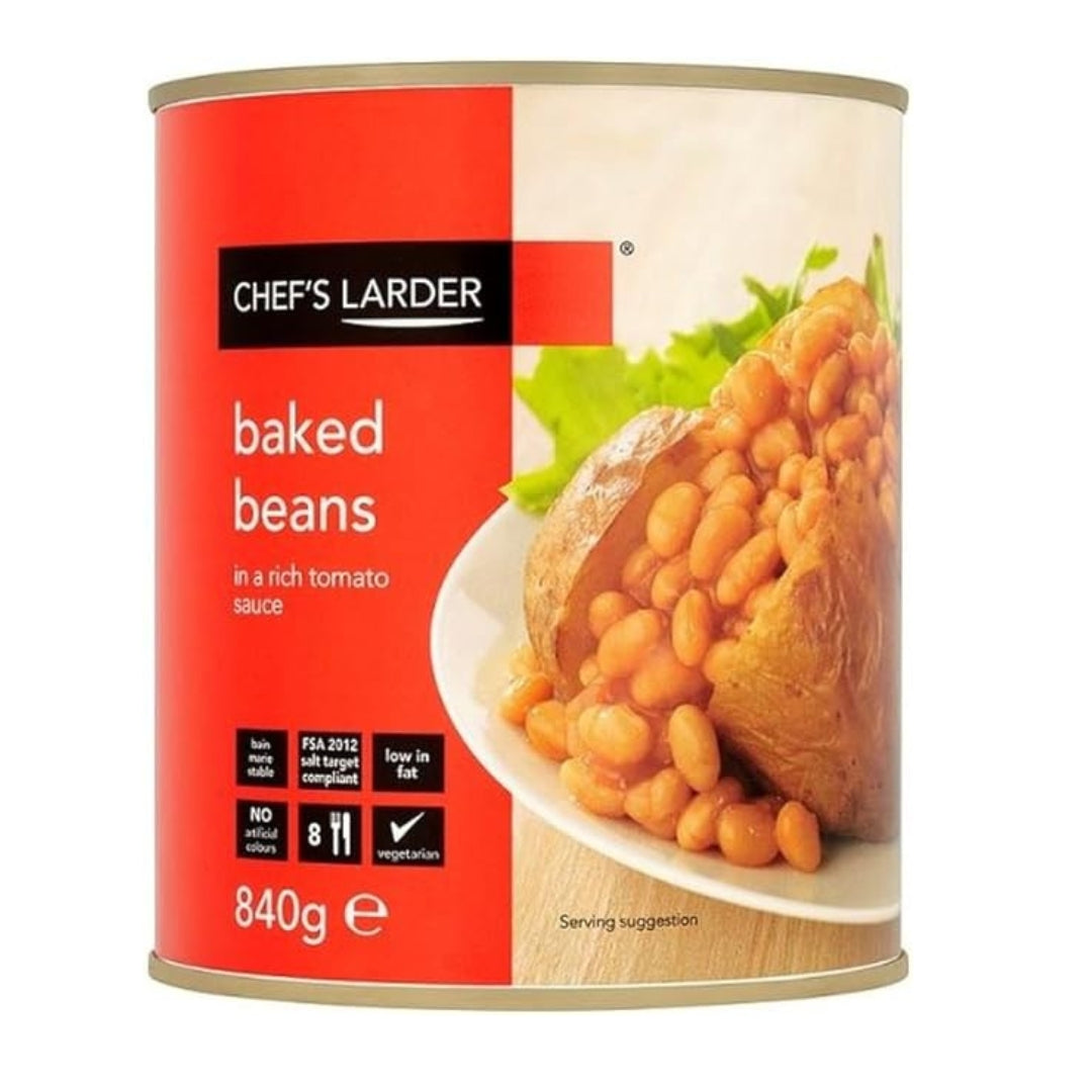 Chef's Larder Baked Beans Rich Tomato Sauce 840g Can 1 x 840g Ready To Serve Today
