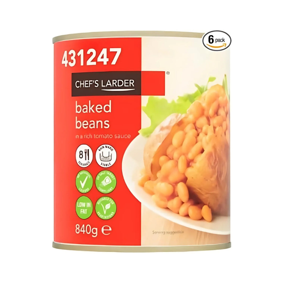 Chef's Larder Baked Beans Rich Tomato Sauce 840g Catering Size Multi Pack 6 x 840g