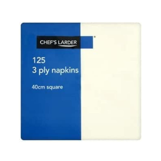 Chef's Larder 125 3 Ply Cream Napkins 40 cm Square – 8 x 125s
