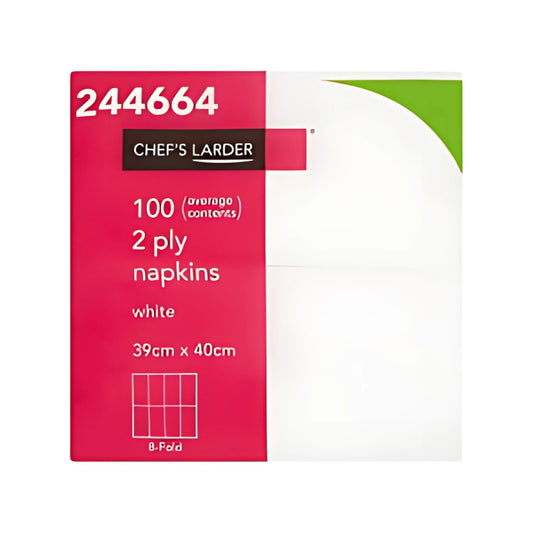 Chef's Larder 100 Napkins White 2 Ply – 20 x 100pk