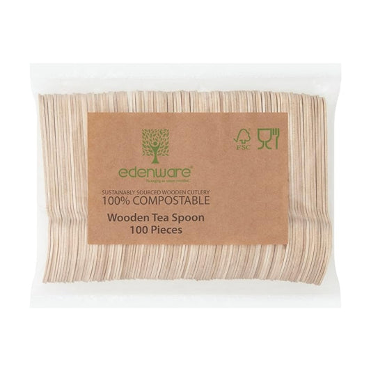 Edenware Wooden Tea Spoon 100 Pieces – 1 x 100pk