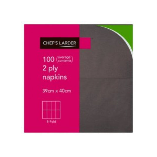 Chef's Larder 100 Napkins Black 2 Ply – 20 x 100pk