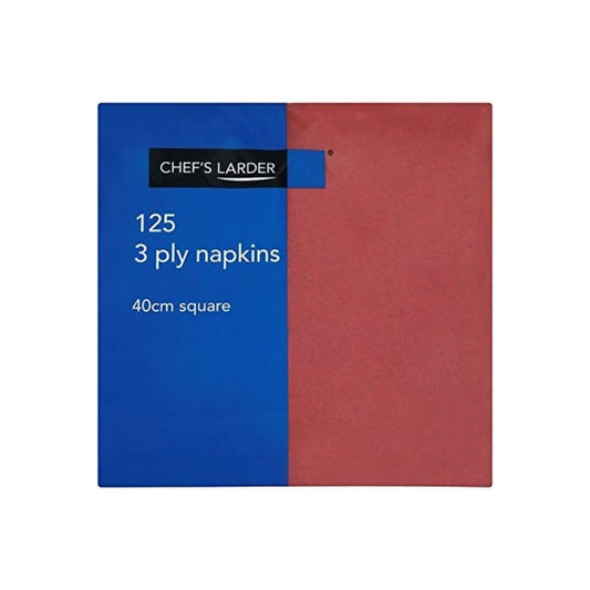 Chef's Larder 125 Burgundy 3 Ply Napkins 40cm Square – 1 x 125s