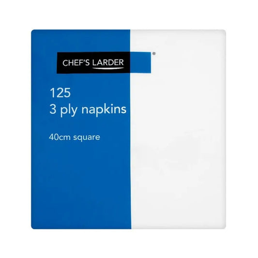 Chef's Larder 125 3 Ply White Napkins 40cm Square – 1 x 125s