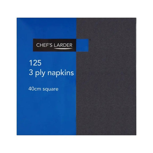 Chef's Larder 125 3 Ply Napkins Black 40cm Square – 8 x 125s