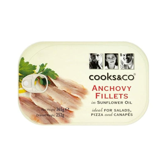 Cooks & Co Anchovy Fillets in Sunflower Oil 365g – 6 x 365g